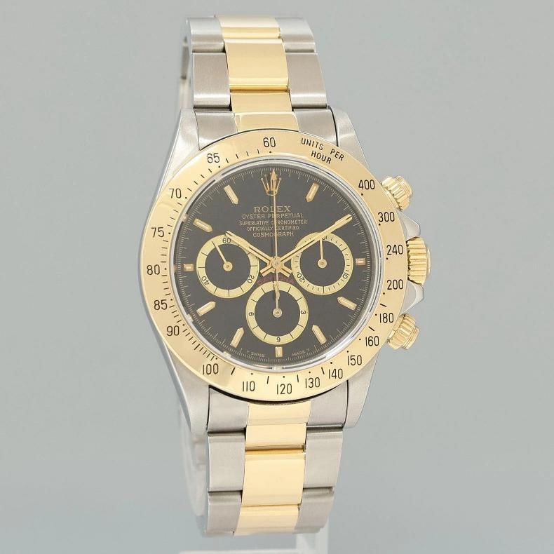 MINT Rolex Daytona 16523 Zenith Black Chrono Yellow Gold Two Tone Watch Box - 3