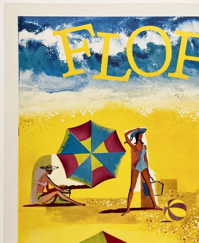 Original Vintage Mini Poster GREYHOUND FLORIDA Bus Travel Sun Beach 11" x 14" OL - 2