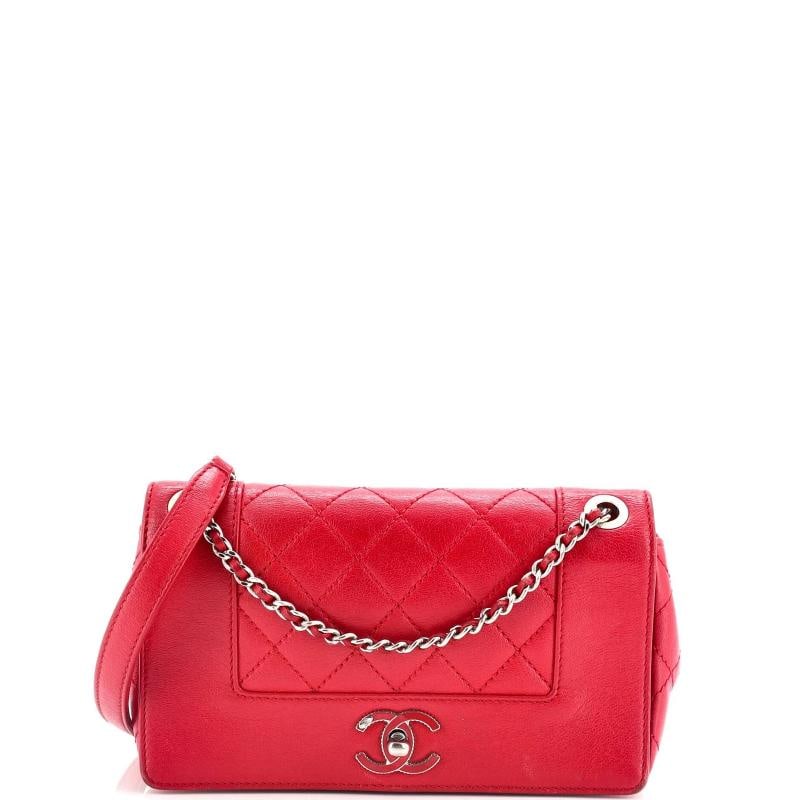 Chanel Mademoiselle Vintage Flap Bag Quilted Sheepskin Small: Measurements: Handle Drop 12", Height 4.5", Width 8", Depth 2", Strap Drop 22" . Condition: Pre-owned - Good,Brand: Chanel,Exterior Material: Leather,Style: Cross Body Bags,Exterior Color: Red,Departm