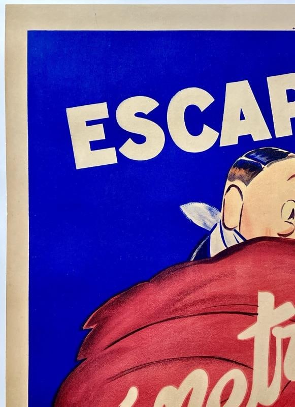 Original Vintage Poster ESCARGOTS MENETREL French Food & Wine France LINEN - 2