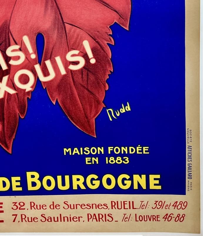 Original Vintage Poster ESCARGOTS MENETREL French Food & Wine France LINEN - 5