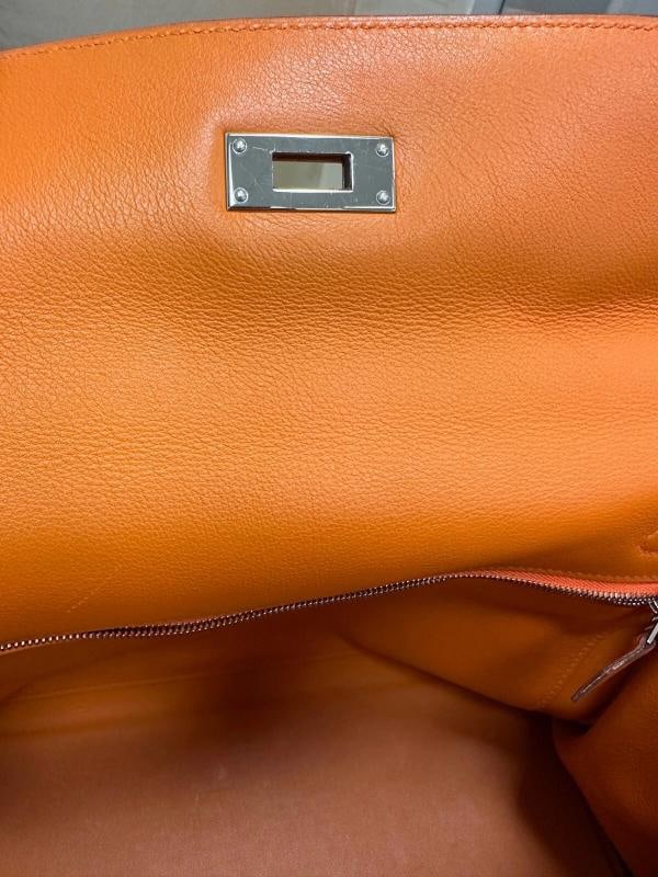 HERMES Kelly Retourne 32 cmm Circa 2005 Orange Veau Swift Palladium Hardware - 10