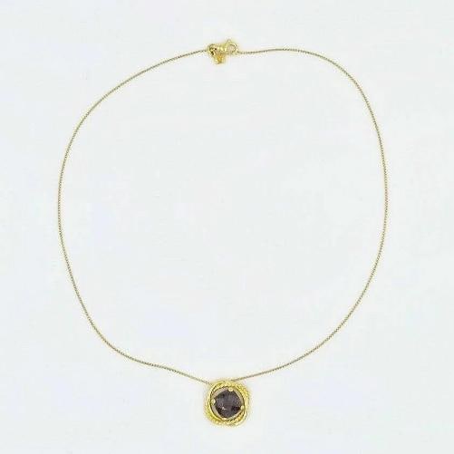 David Yurman 18k Yellow Gold Garnet Infinity Cushion Pendant Necklace - 3