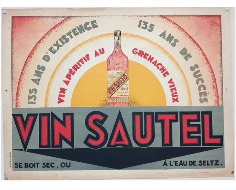 Vintage Vin Sautel Poster: French Wine Aperitif Art Deco Print (1 of 8)
