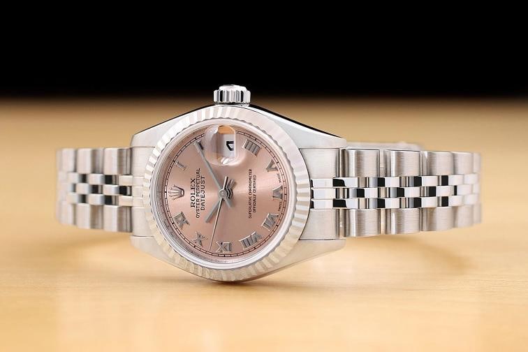 ROLEX LADIES DATEJUST 79174 SALMON ROMAN DIAL 18K GOLD STAINLESS STEEL WATCH - 2