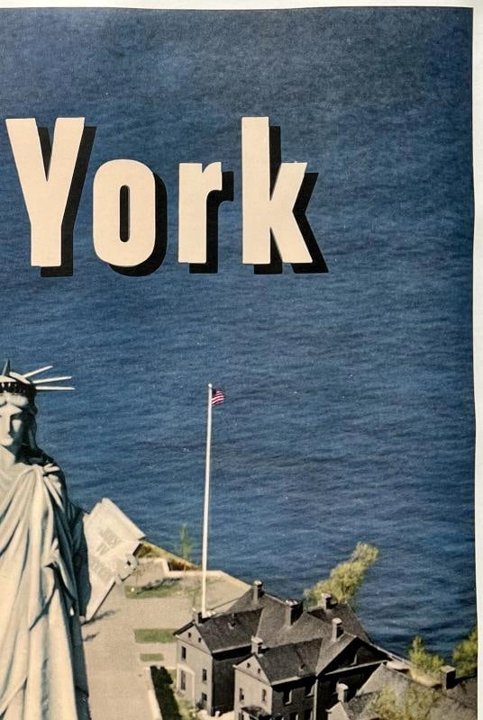 Original Vintage Poster NEW YORK - CAPITAL AIRLINES Airline Travel Tourism LINEN - 3