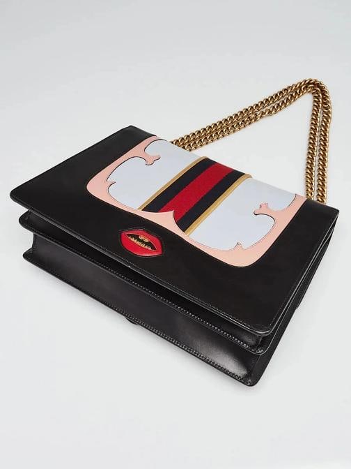 Gucci Black Leather Vintage Web GG Marmont Large Shoulder Bag - 3