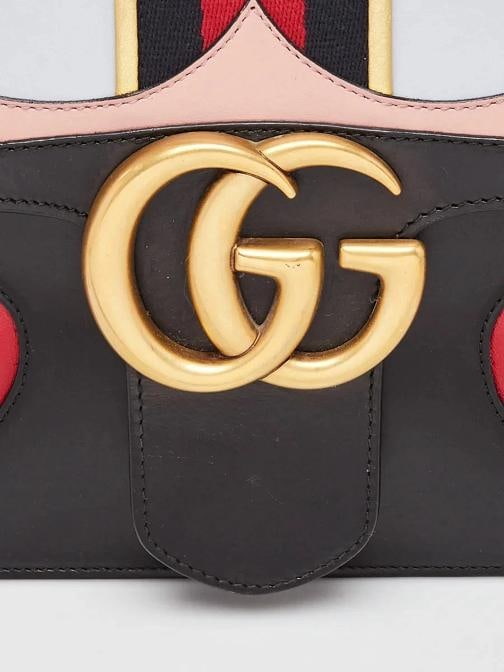 Gucci Black Leather Vintage Web GG Marmont Large Shoulder Bag - 6