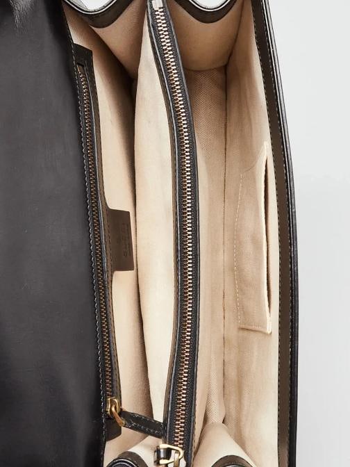 Gucci Black Leather Vintage Web GG Marmont Large Shoulder Bag - 9