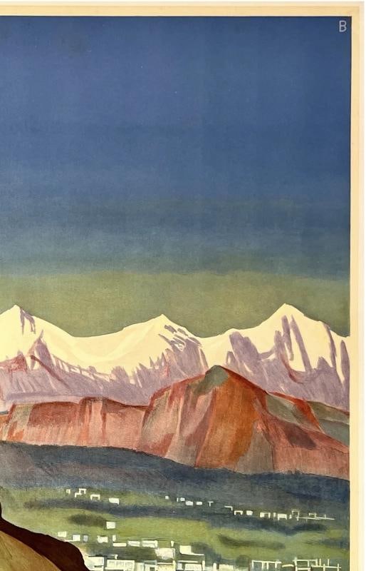 Original Vintage Poster THE ELECTRIC ST. GOTTHARD LINE Swiss Railroad Travel OL - 3