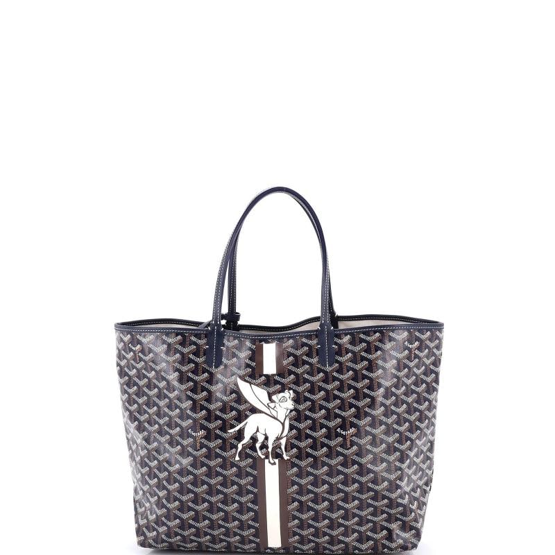 Goyard Saint Louis Tote Printed Coated Canvas PM: Condition: Pre-owned - Excellent,Brand: Goyard,Exterior Material: Canvas Coated,Style: Totes,Exterior Color: Blue,Department: Women,Size: Pm,Accessories: Pochette 