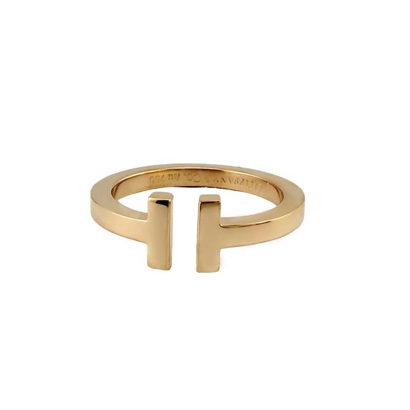 Tiffany & Co 18K Rose Gold Tiffany T Square Ring Size 9.5 - 4