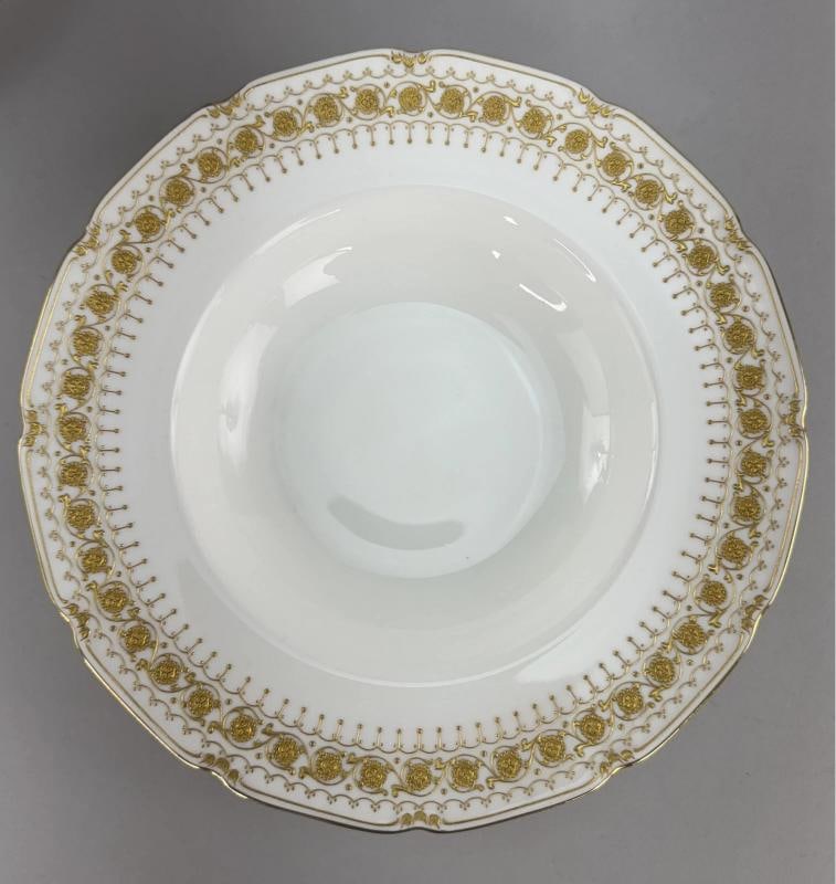 Set 12 c1920s Royal Doulton Noke's Tiffany Co Raised Gilt Rim 9.5" Soup Bowls - 3