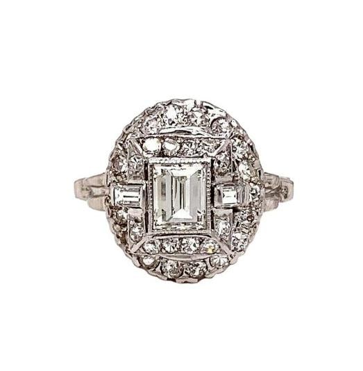 Antique Edwardian Era Diamond Ring: Condition: Pre-owned - Good,Main Stone Creation: Natural,Sizable: Yes,Gender: Female,Metal: White Gold,Total Carat Weight: 1.25 - 1.49,Modified Item: No,Main Stone: Diamond,Brand: Antique,Ring Size:
