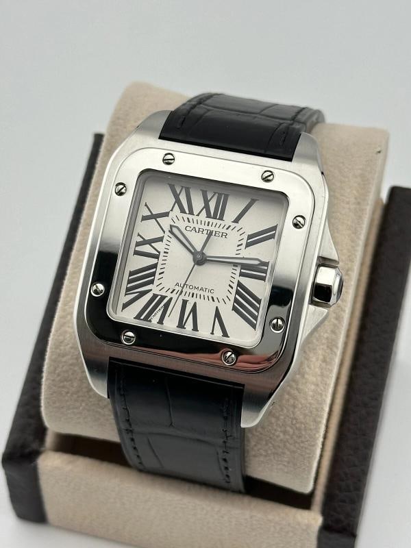 Cartier Santos 100 XL Ref 2656 Stainless Steel Leather Strap - 2