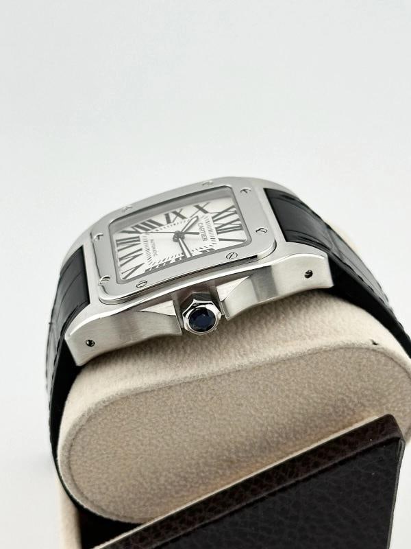 Cartier Santos 100 XL Ref 2656 Stainless Steel Leather Strap - 3