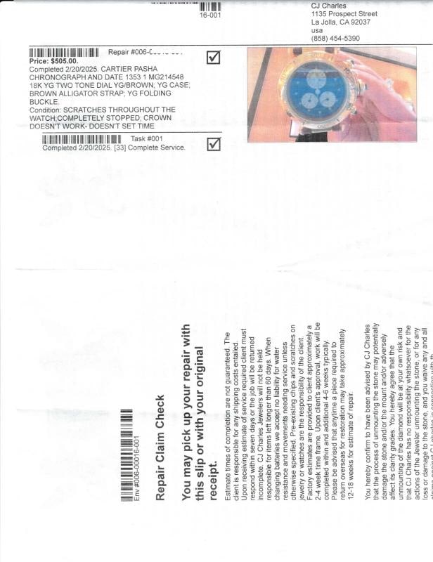 Cartier Pasha 1353 Chronograph Grey Dial 18K Yellow Gold Leather Strap 35mm - 4