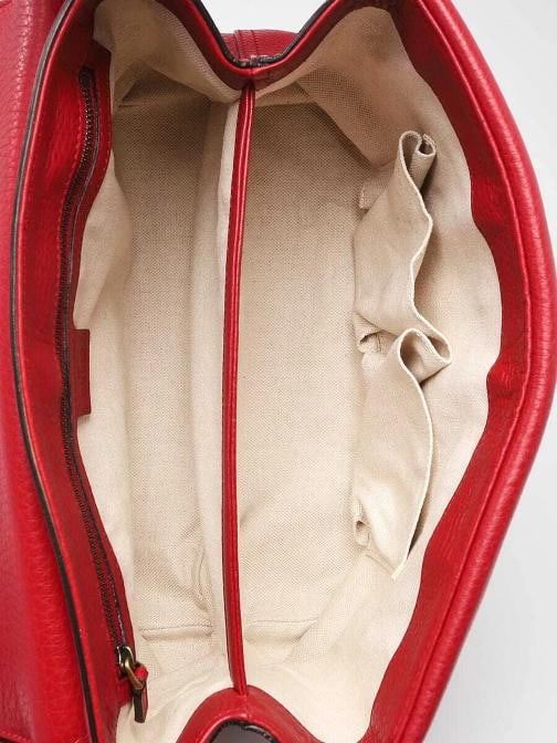 Gucci Red Pebbled Leather Marmont Medium Shoulder Bag - 8