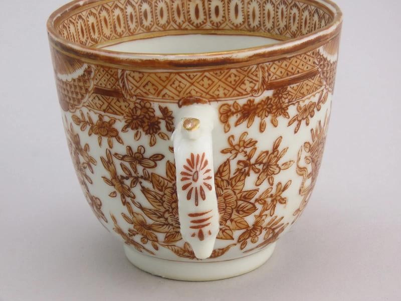 Great Set c1840s Chinese Export Porcelain Brown Fitzhugh 9 Cups 4 Saucers - 3