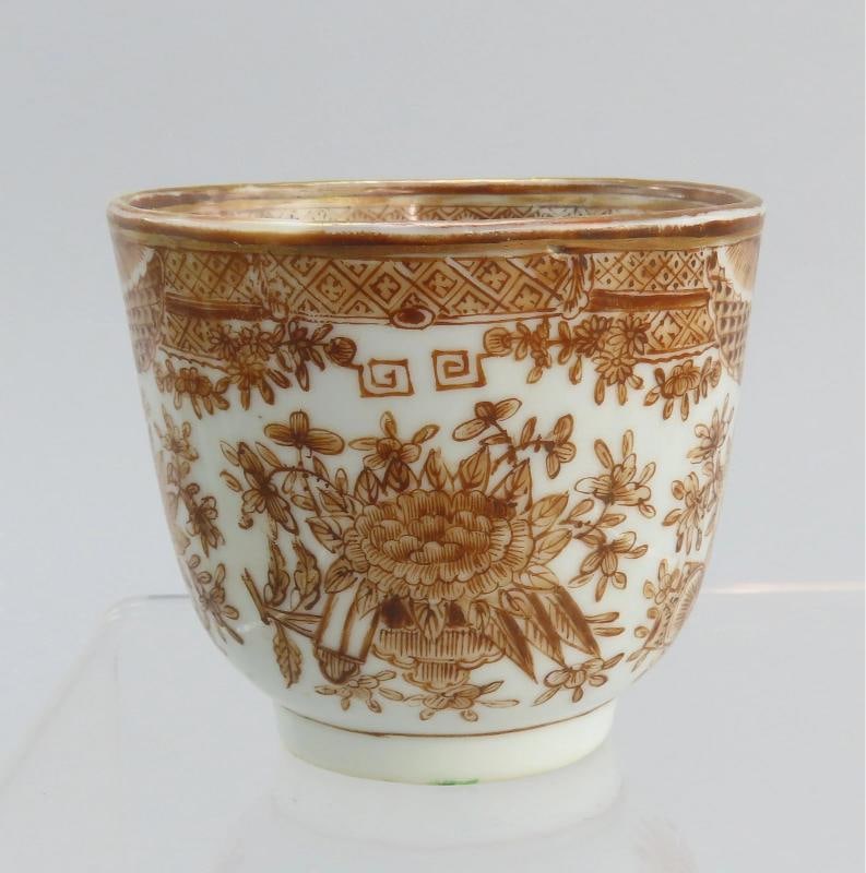 Great Set c1840s Chinese Export Porcelain Brown Fitzhugh 9 Cups 4 Saucers - 5