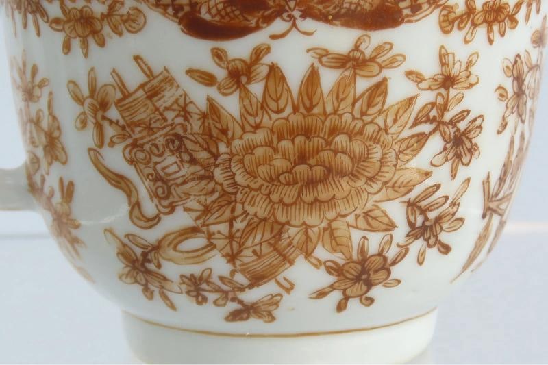 Great Set c1840s Chinese Export Porcelain Brown Fitzhugh 9 Cups 4 Saucers - 7