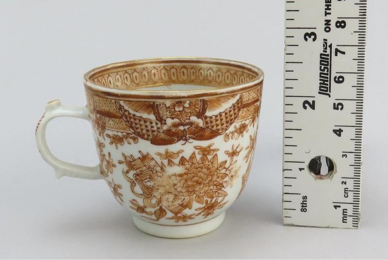 Great Set c1840s Chinese Export Porcelain Brown Fitzhugh 9 Cups 4 Saucers - 8