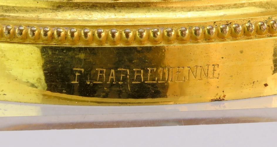 1840/50s Ferdinand Barbedienne Pair Fancy Gilded Brass Candlesticks 11 1/4" - 3