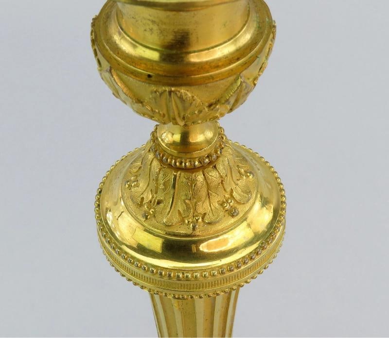 1840/50s Ferdinand Barbedienne Pair Fancy Gilded Brass Candlesticks 11 1/4" - 6