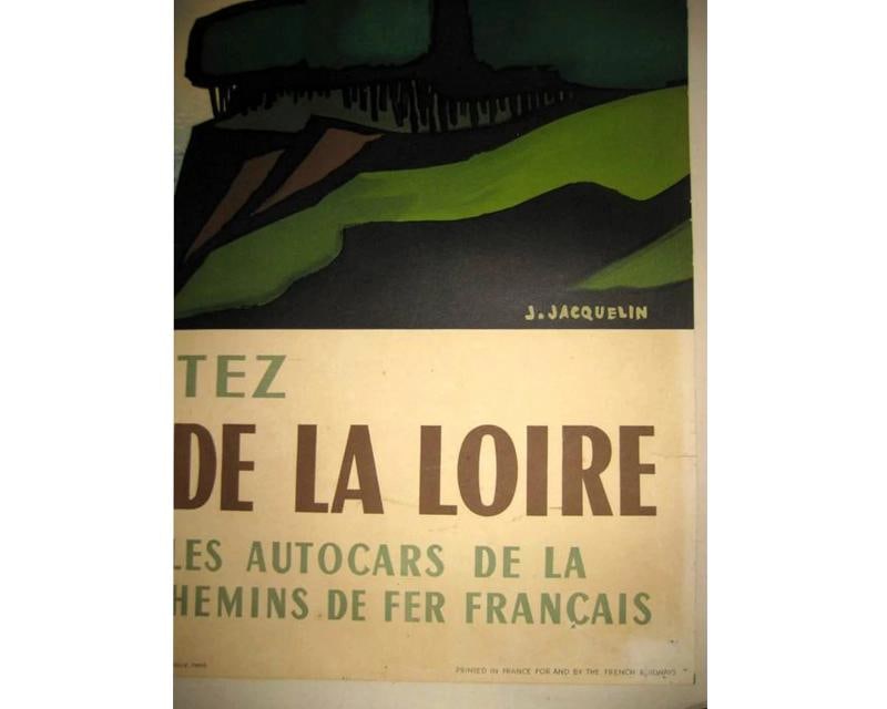 Vintage French Travel Poster: Les Gorges de la Loire by Jacquelin, Linen Backed - 4