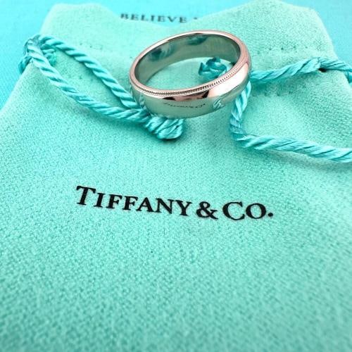 Tiffany Platinum Together Milgrain Band Ring 6 mm - 3