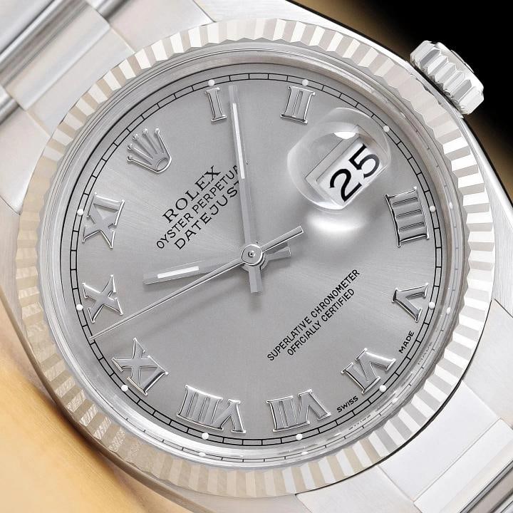 ROLEX MENS DATEJUST 16014 GRAY ROMAN DIAL 18K WHITE GOLD STAINLESS STEEL WATCH: Condition: Pre-owned - Good,Country of Origin: Switzerland,Brand: Rolex,Department: Men's,Style: Dress/Formal, Luxury: Dress Styles,Features: 12-Hour Dial, Acrylic Crystal, Chronometer, Screwdown Crow