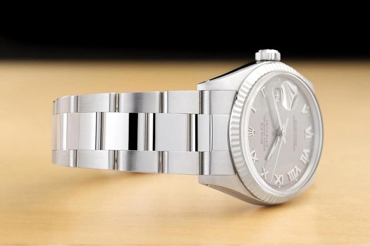 ROLEX MENS DATEJUST 16014 GRAY ROMAN DIAL 18K WHITE GOLD STAINLESS STEEL WATCH - 7