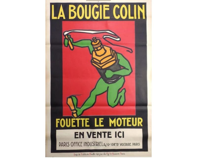 La Bougie Colin 1920s French Advertising Poster Original Art Deco Spark Plug: Condition: Used: An item that has been used previously. ,Type: Pre-1950,Year of Production: 1920,Item Height: 120 cm,Theme: Advertising,Style: Art Deco,Material: Paper,Time Period Manufactured: Pre-19