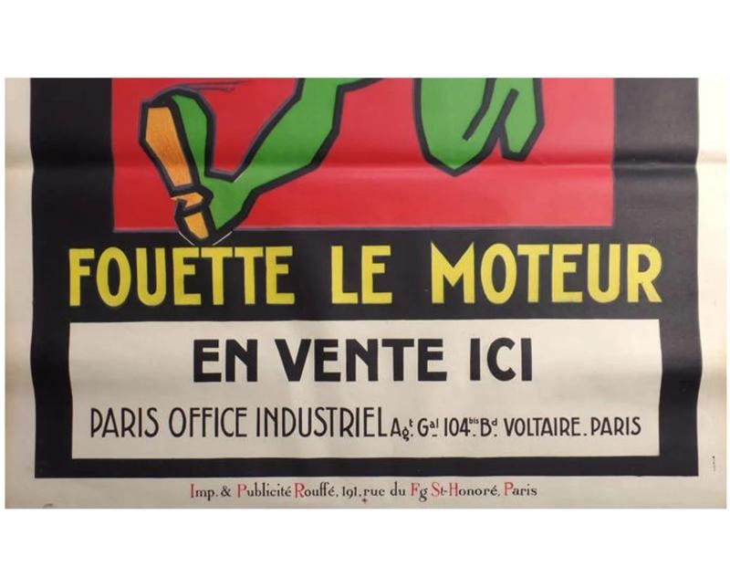 La Bougie Colin 1920s French Advertising Poster Original Art Deco Spark Plug - 3