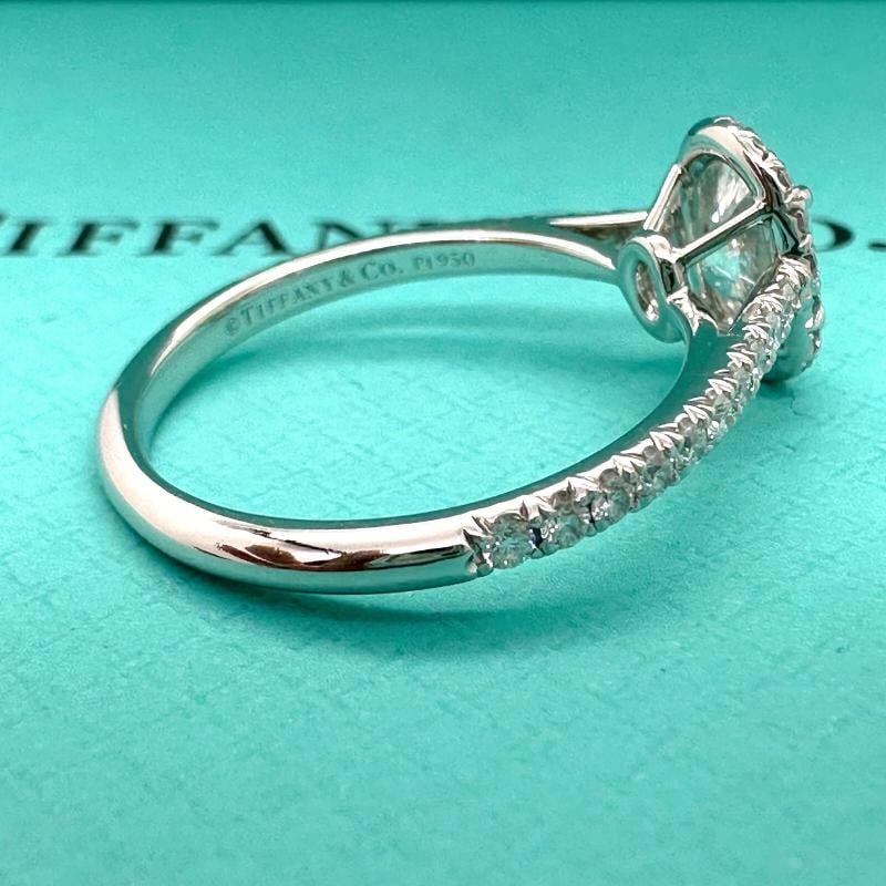 Tiffany & Co. Soleste Oval Diamond 0.60 ct E VS2 Halo Engagement Ring Platinum - 16