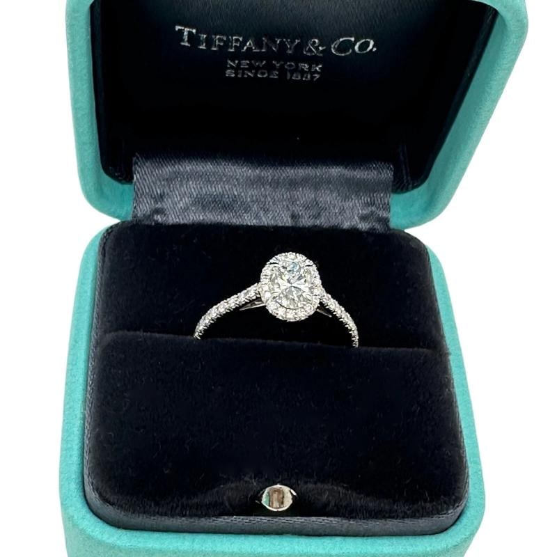 Tiffany & Co. Soleste Oval Diamond 0.60 ct E VS2 Halo Engagement Ring Platinum - 3
