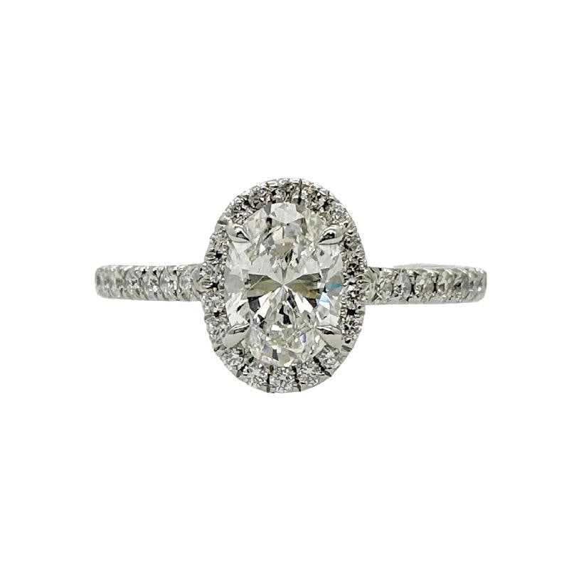 Tiffany & Co. Soleste Oval Diamond 0.60 ct E VS2 Halo Engagement Ring Platinum - 5