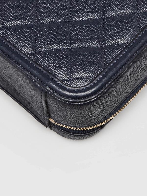 Chanel Navy Blue Quilted Caviar Leather Medium Filigree Vanity Case Bag - 4