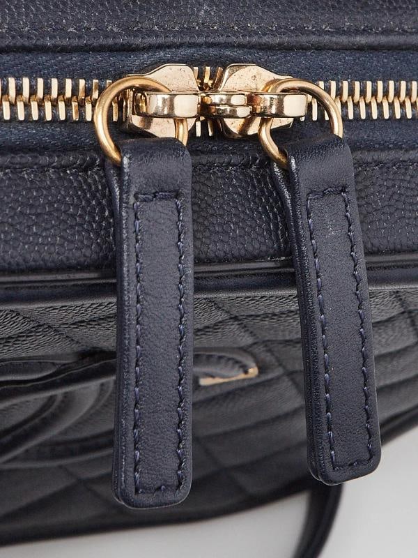 Chanel Navy Blue Quilted Caviar Leather Medium Filigree Vanity Case Bag - 8