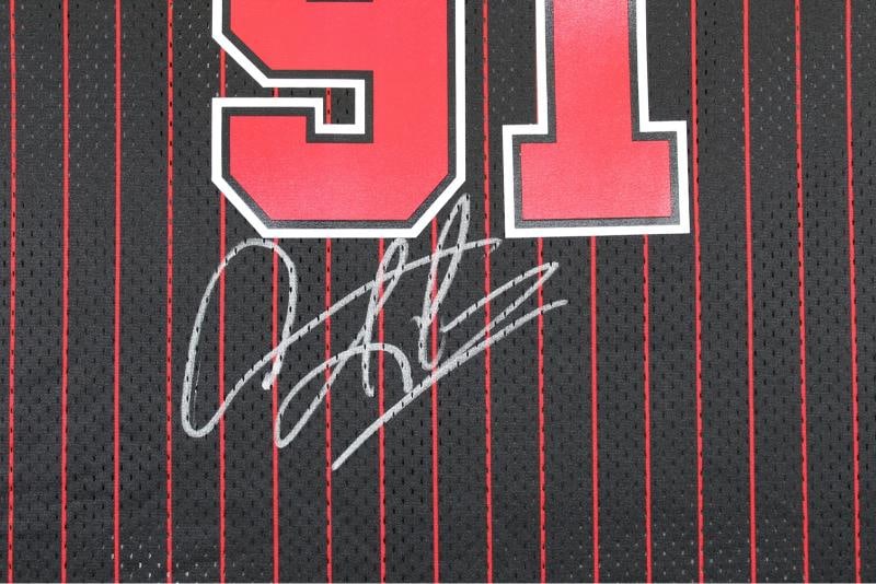 Bulls Dennis Rodman Authentic Signed Black M&N HWC Swingman Jersey BAS Witnessed - 2