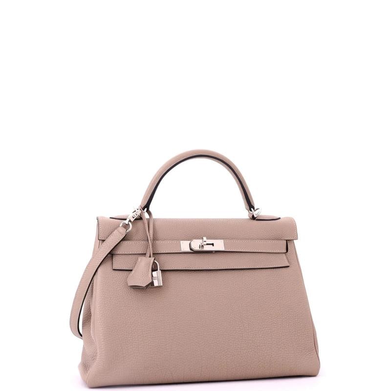 Hermes Kelly Handbag Grey Togo with Palladium Hardware 32 - 3