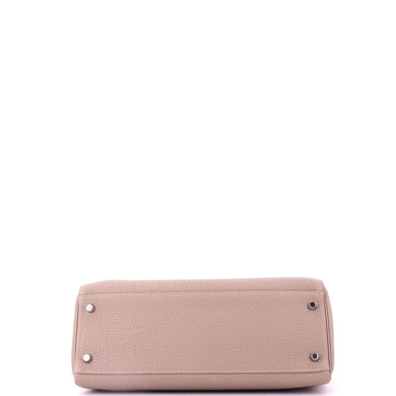 Hermes Kelly Handbag Grey Togo with Palladium Hardware 32 - 5