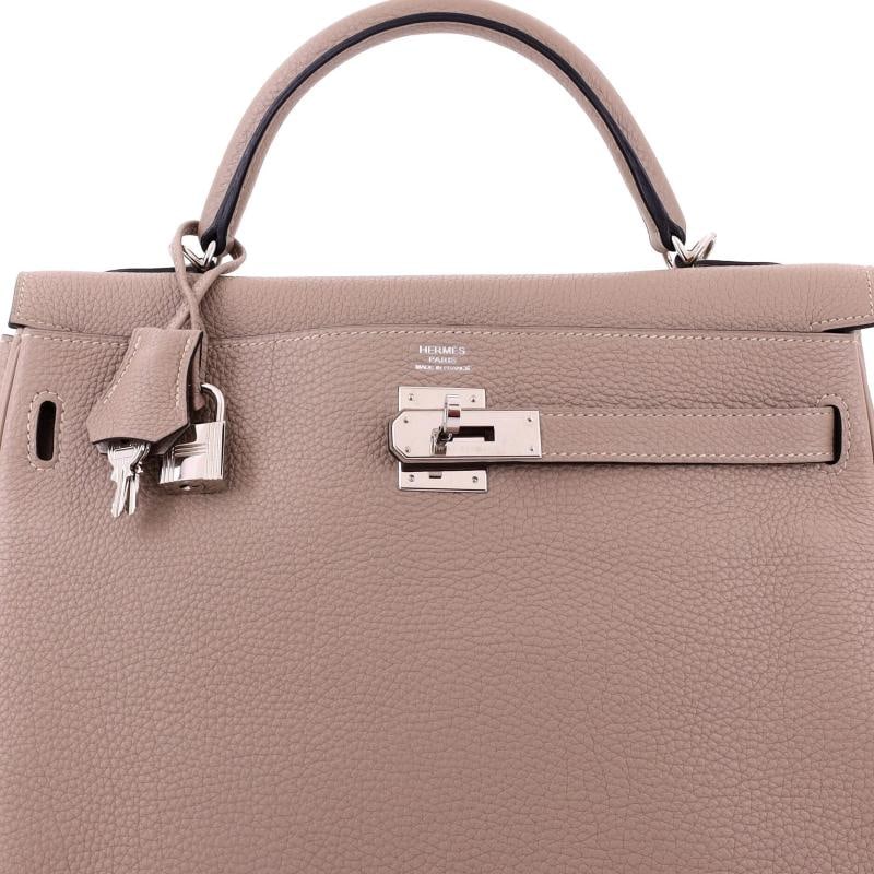 Hermes Kelly Handbag Grey Togo with Palladium Hardware 32 - 6