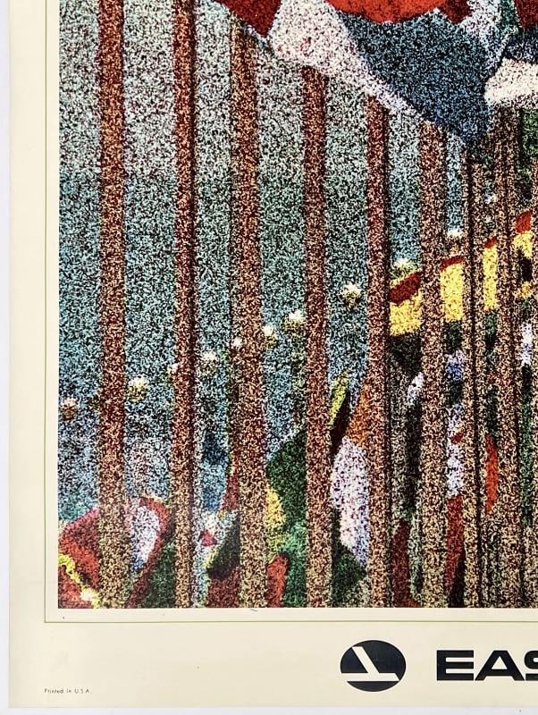 Original Vintage Poster NEW YORK EASTERN AIR LINES Airline Travel Tourism LINEN - 4