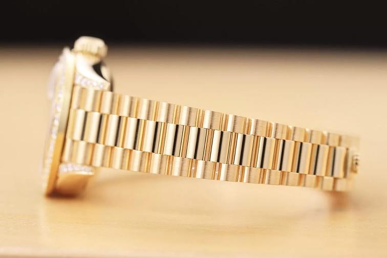 ROLEX LADIES DATEJUST PRESIDENT FACTORY DIAMOND DIAL 1.5 CT BEZEL 18K GOLD WATCH - 5