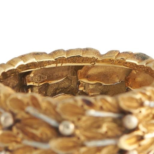 Buccellati Foglie 18K Yellow and White Gold Leaf Textured Ring BU03-012926 - 4