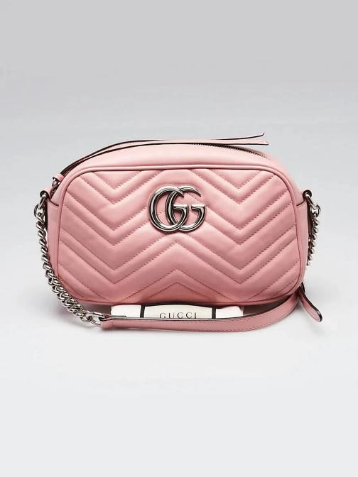 Gucci Pink Quilted Leather Marmont Small Camera Bag - 12