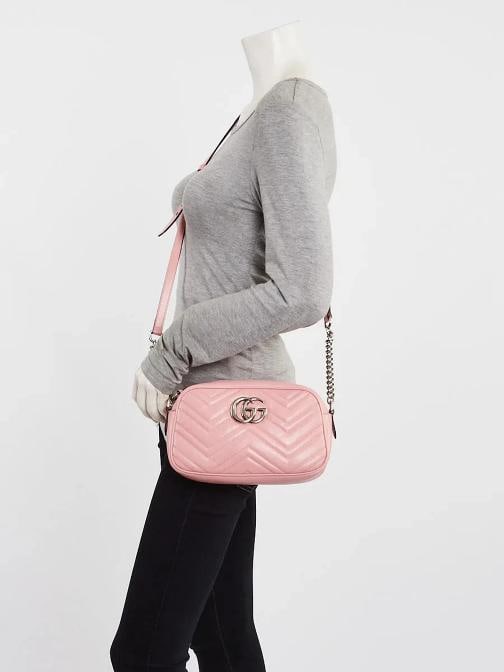 Gucci Pink Quilted Leather Marmont Small Camera Bag - 2