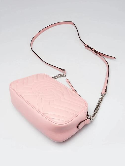 Gucci Pink Quilted Leather Marmont Small Camera Bag - 3