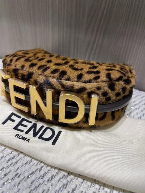 Fendi Fendigraphy Nano Hobo Bag Cavallino calfskin with Fendi Leo print - 10